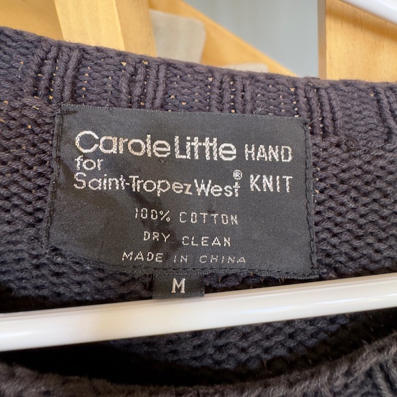 Vintage Hand knit Carole Little St. Tropez Short Sleeve 100% Cotton Sweater sz M - Picture 2 of 4
